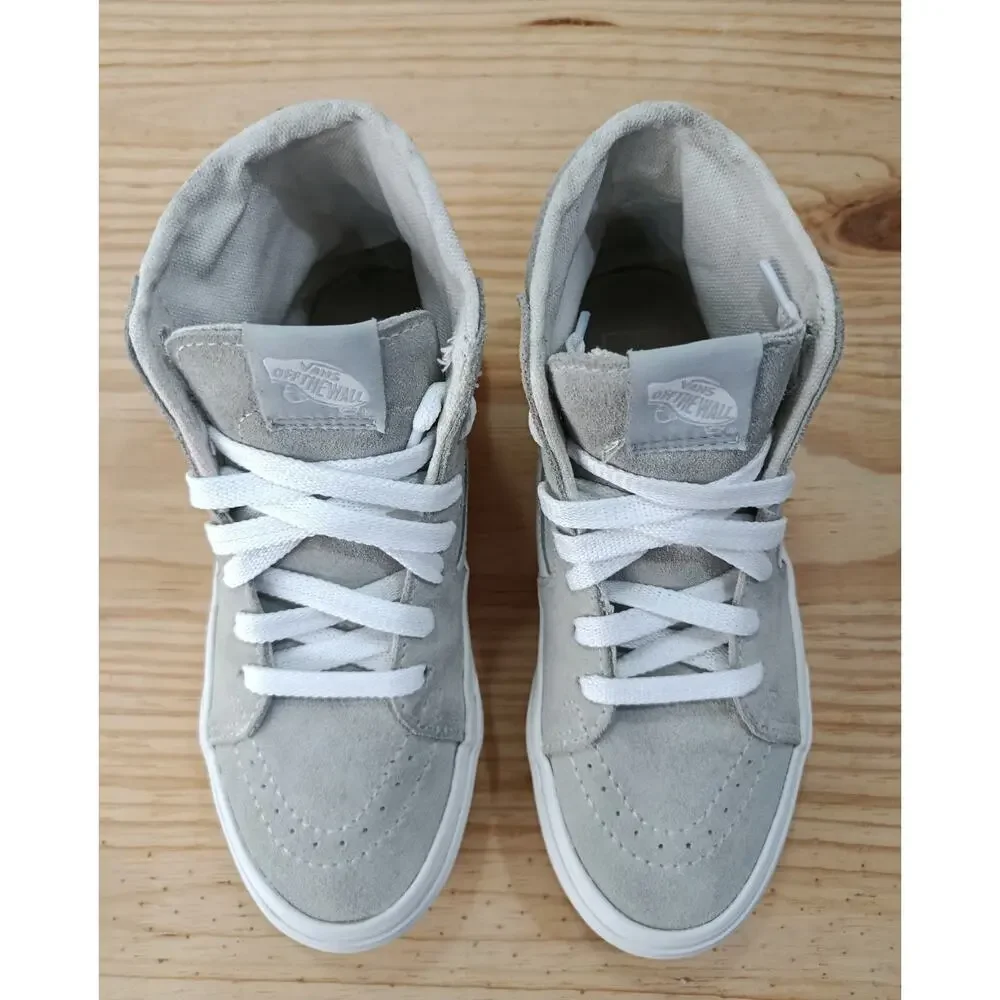 Vans Sk8-Hi Stacked Drizzle Grey Suede Platform High Top Shoes Women's 5.5